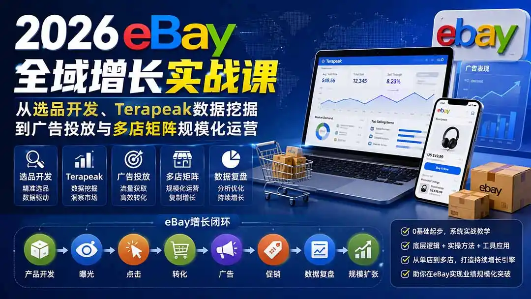 2026-Vincent eBay全域增长实战课-无水印：从选品开发、Terapeak数据挖掘到广告投放与多店矩阵规模化运营-云网创