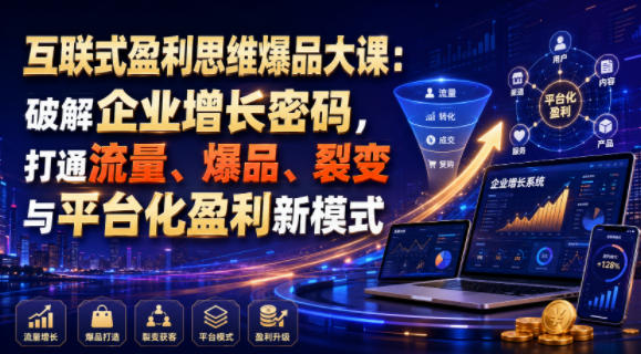 互联式盈利思维爆品大课：破解企业增长密码，打通流量、爆品、裂变与平台化盈利新模式-云网创