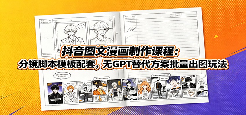 抖音图文漫画制作课程：分镜脚本模板配套，无GPT替代方案批量出图玩法-云网创
