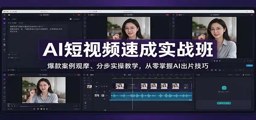 AI短视频速成实战班：爆款案例观摩、分步实操教学，从零掌握AI出片技巧-云网创