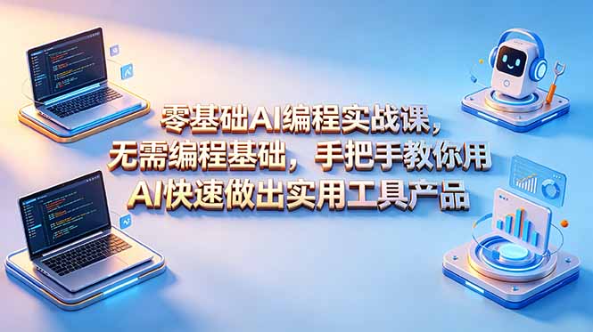零基础AI编程实战课-更新，无需编程基础，手把手教你用AI快速做出实用工具产品-云网创