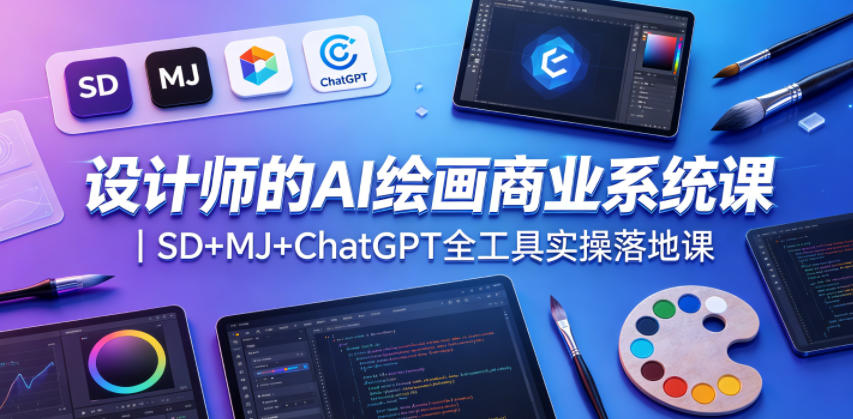 设计师的AI绘画商业系统课｜SD+MJ+ChatGPT全工具实操落地课-云网创