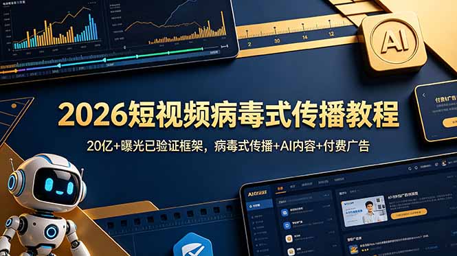 2026短视频病毒式传播教程：20亿+曝光已验证框架，病毒式传播+AI内容+付费广告-云网创