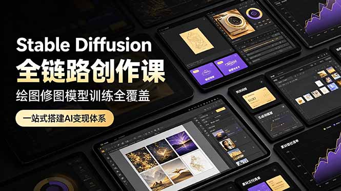 Stable Diffusion全链路创作课,绘图修图模型训练全覆盖,一站式搭建AI变现体系-云网创
