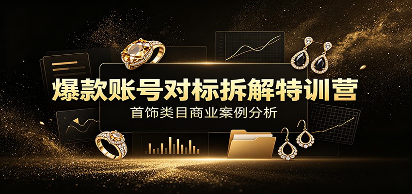 爆款账号对标拆解特训营：首饰类目商业案例分析，配套完整资料内容-云网创
