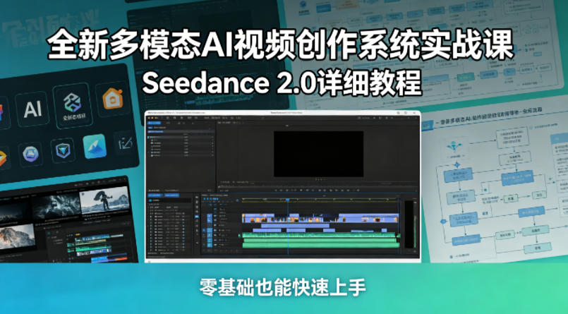 全新多模态AI视频创作系统实战课，Seedance 2.0详细教程，零基础也能快速上手-云网创