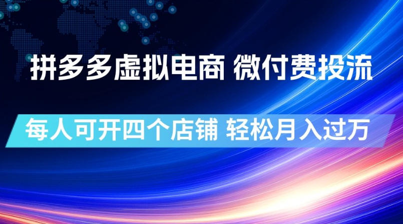 拼多多虚拟电商，微付费投流玩法，每人可开四个店，轻松月入过1W【揭秘】-云网创