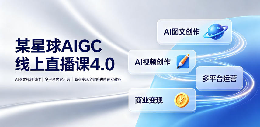 某星球AIGC线上直播课4.0|AI图文视频创作、多平台内容运营、商业变现全链路进阶副业教程-云网创