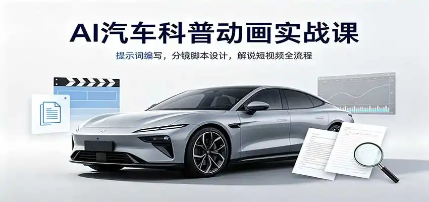 AI汽车科普动画实战课:提示词编写,分镜脚本设计,解说短视频全流程-云网创