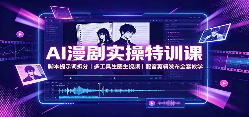 AI漫剧实操特训课:脚本提示词拆分,多工具生图生视频,配音剪辑发布全套教学-云网创