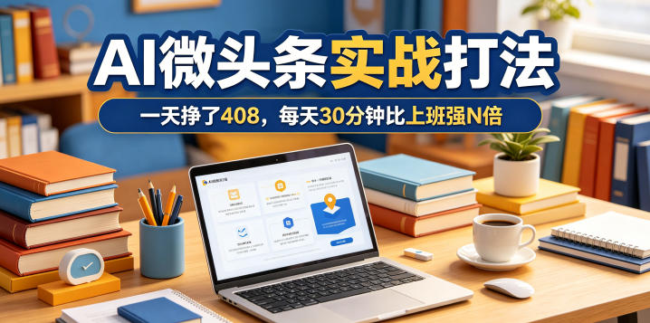 一天挣了408，AI微头条实战打法，每天30分钟比上班强N倍-云网创