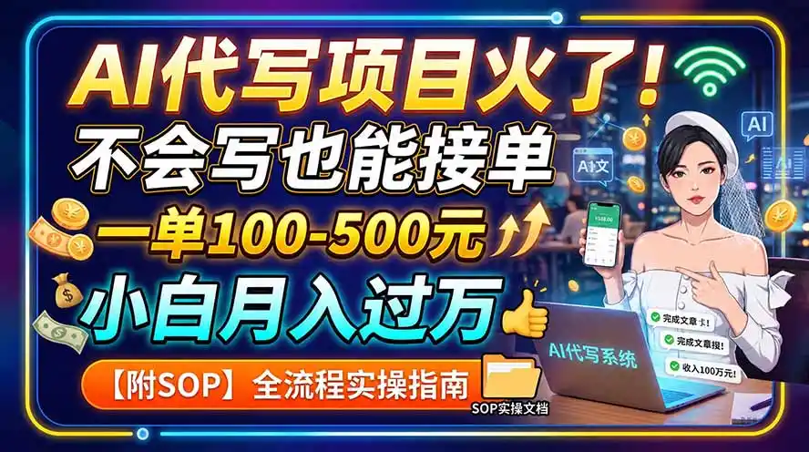 AI代写项目火了!不会写也能接单,一单100-500元,小白月入过万【附SOP】-云网创