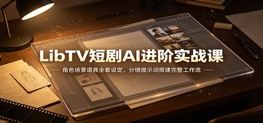LibTV短剧AI进阶实战课：角色场景道具全套设定，分镜提示词搭建完整工作流-云网创
