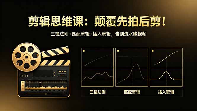 剪辑思维课：颠覆先拍后剪！三镜法则+匹配剪辑+插入剪辑，告别流水账视频-云网创