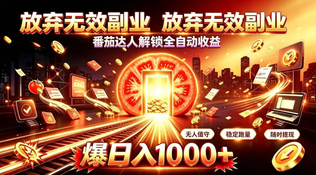 放弃无效副业,番茄达人解锁全自动收益,日入1k+,门槛最低的线上轻资产项目【揭秘】-云网创