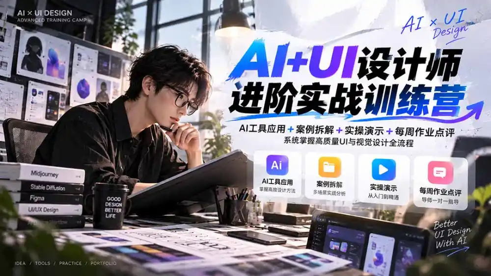 【无水印】AI+UI设计师进阶训练营-第4期:AI工具应用+案例拆解+实操演示+作业点评,掌握高质量UI与视觉设计全流程-云网创