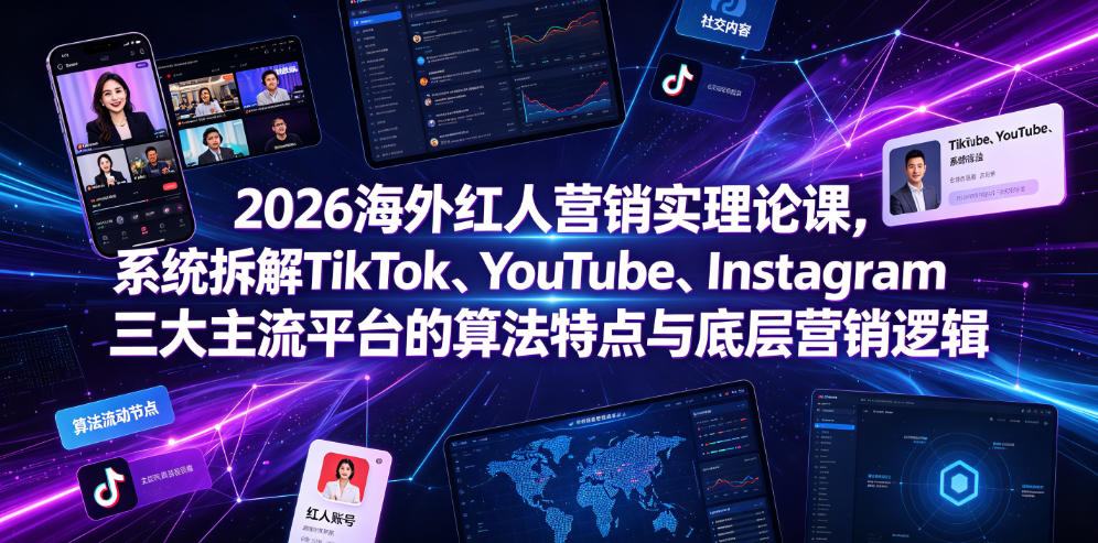 2026海外红人营销实理论课，系统拆解TikTok、YouTube、Instagram三大主流平台的算法特点与底层营销逻辑-云网创
