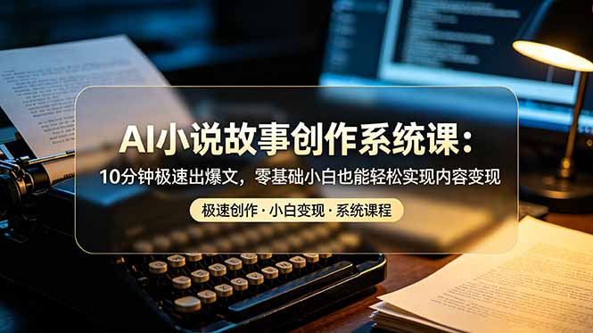 AI小说故事创作系统课：10分钟极速出爆文，零基础小白也能轻松实现内容变现-云网创