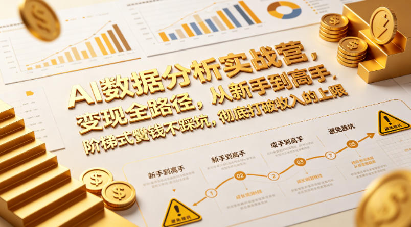AI数据分析实战营，变现全路径，从新手到高手，阶梯式賺钱不踩坑，彻底打破收入的上限-云网创