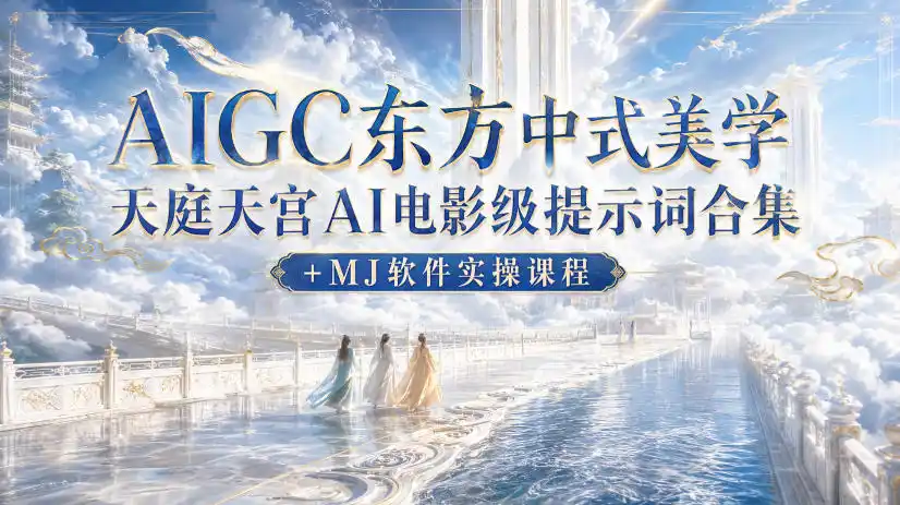 AIGC东方中式美学天庭天宫AI电影级提示词合集+MJ软件实操课程-云网创