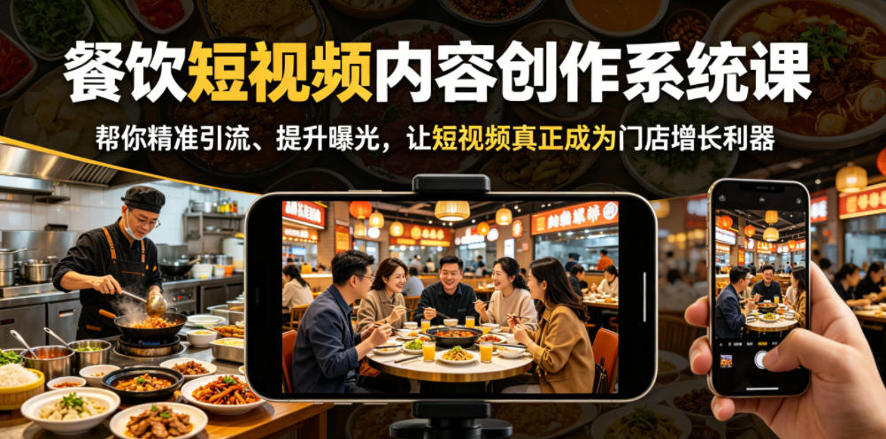 餐饮短视频内容创作系统课，帮你精准引流、提升曝光，让短视频真正成为门店增长利器-云网创