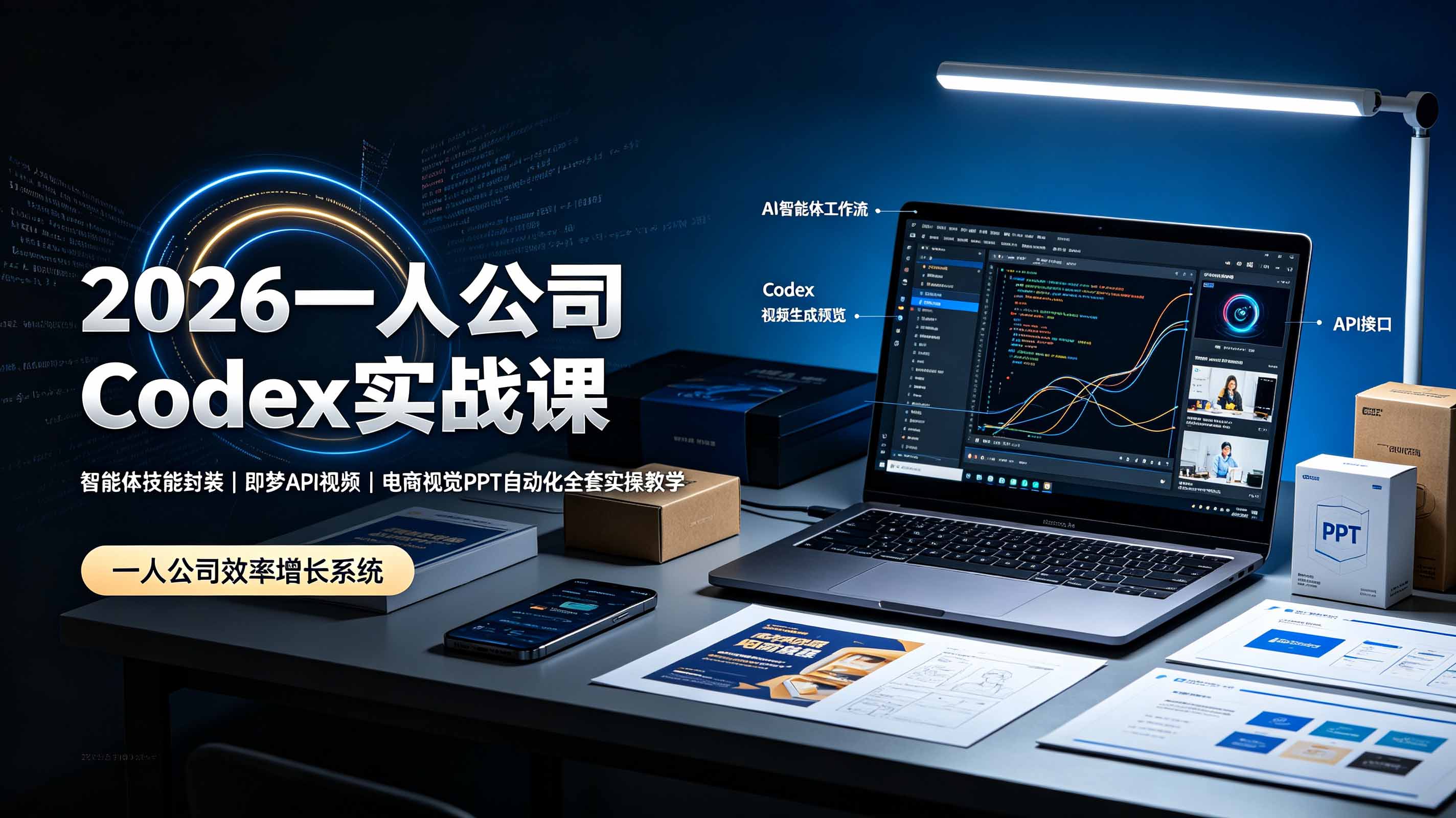 2026一人公司Codex实战课◆智能体技能封装|即梦API视频|电商视觉PPT自动化全套实操教学-云网创