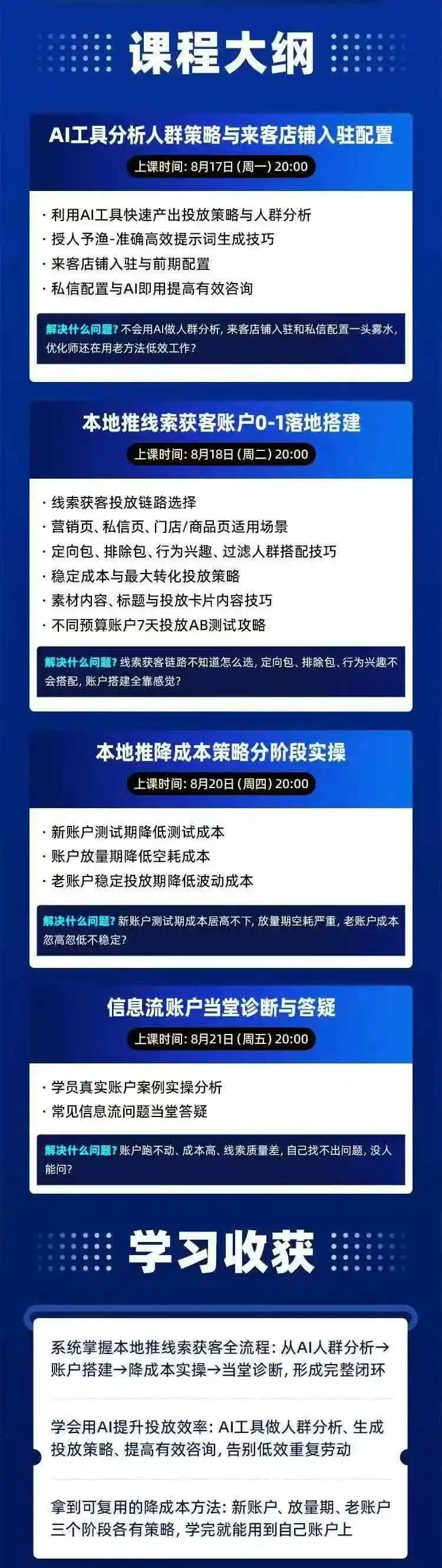 图片[2]-2026巨量AD本地推线索获客全流程实战课-33期：AI人群分析、账户搭建、7天测试、分阶段降本与投放优化-云网创