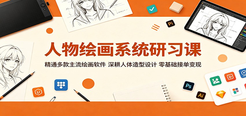 人物绘画系统研习课：精通多款主流绘画软件，深耕人体造型设计，零基础接单变现-云网创