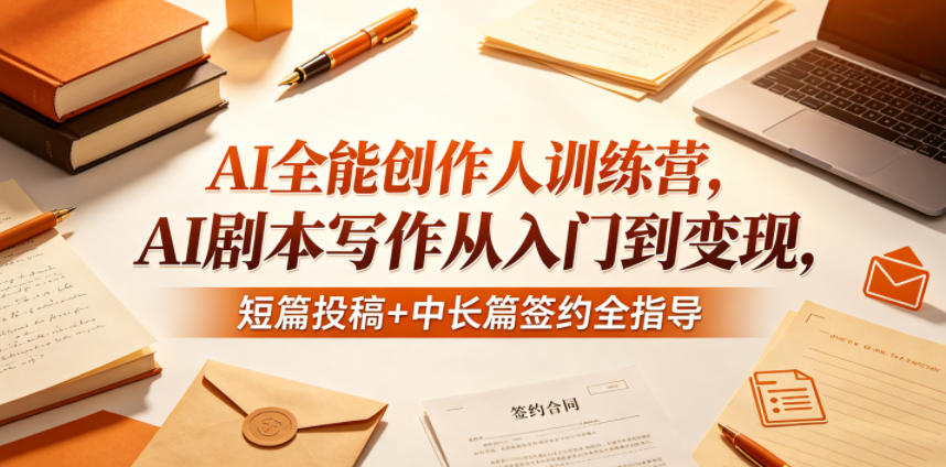 AI全能创作人训练营，AI剧本写作从入门到变现，短篇投稿+中长篇签约全指导-云网创