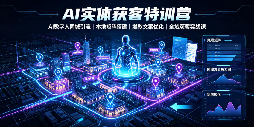 AI实体获客特训营|AI数字人同城引流、本地矩阵搭建、爆款文案优化全域获客实战课-云网创