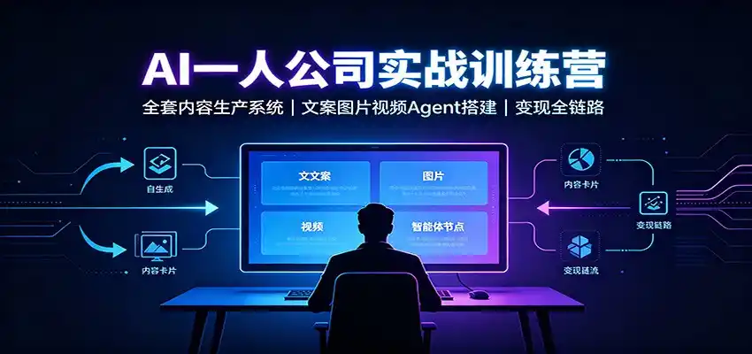 AI创作一人公司实战训练营:全套内容生产系统,文案图片视频Agent搭建变现全链路-云网创