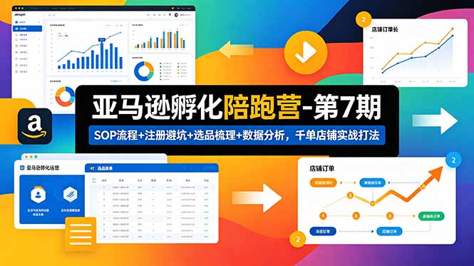 亚马逊孵化陪跑营-第7期：SOP流程+注册避坑+选品梳理+数据分析，千单店铺实战打法-云网创