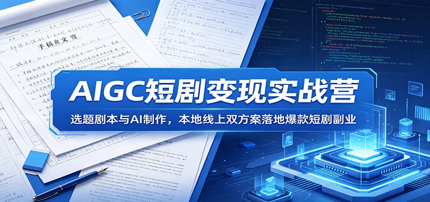 AIGC短剧变现实战营：选题剧本与AI制作，本地线上双方案落地爆款短剧副业-云网创