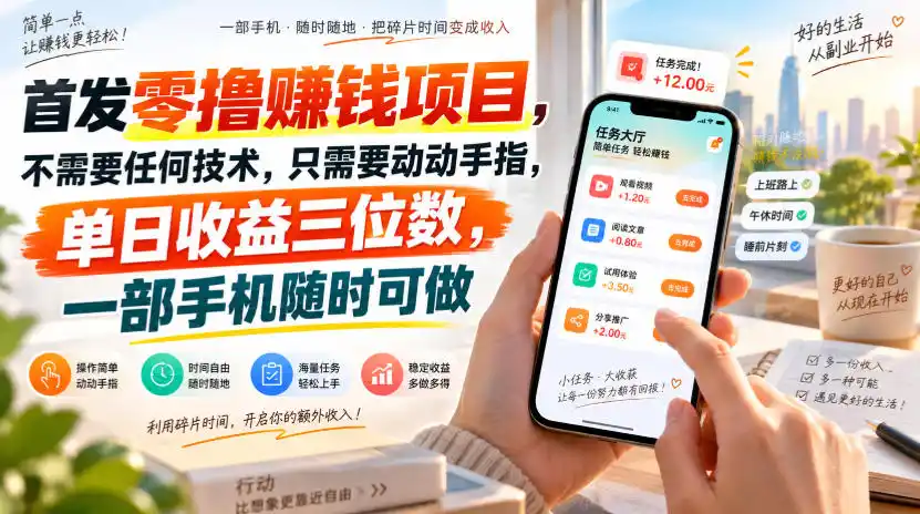 首发零撸賺钱项目，不需要任何技术，只需要动动手指，单日收益三位数，一部手机随时可做【揭秘】-云网创