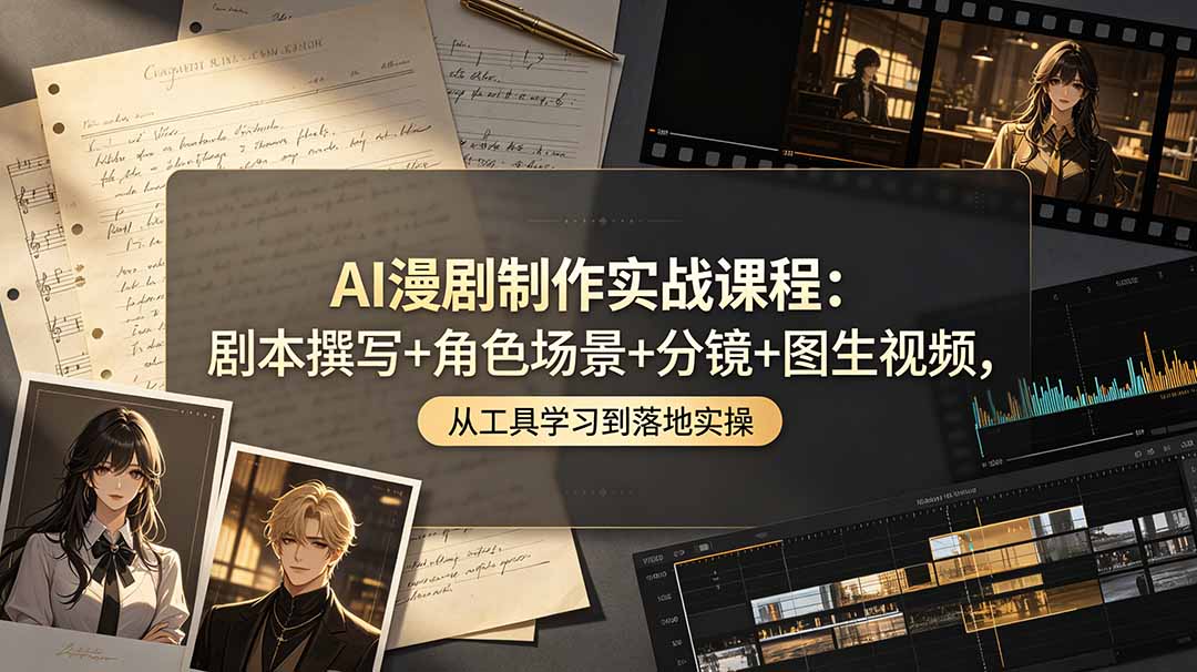 AI漫剧制作实战课程：剧本撰写+角色场景+分镜+图生视频，从工具学习到落地实操-云网创
