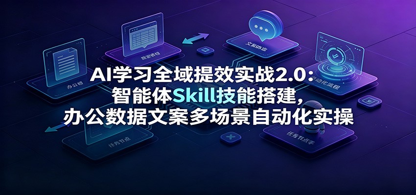 AI学习全域提效实战2.0：智能体Skill技能搭建，办公数据文案多场景自动化实操-云网创