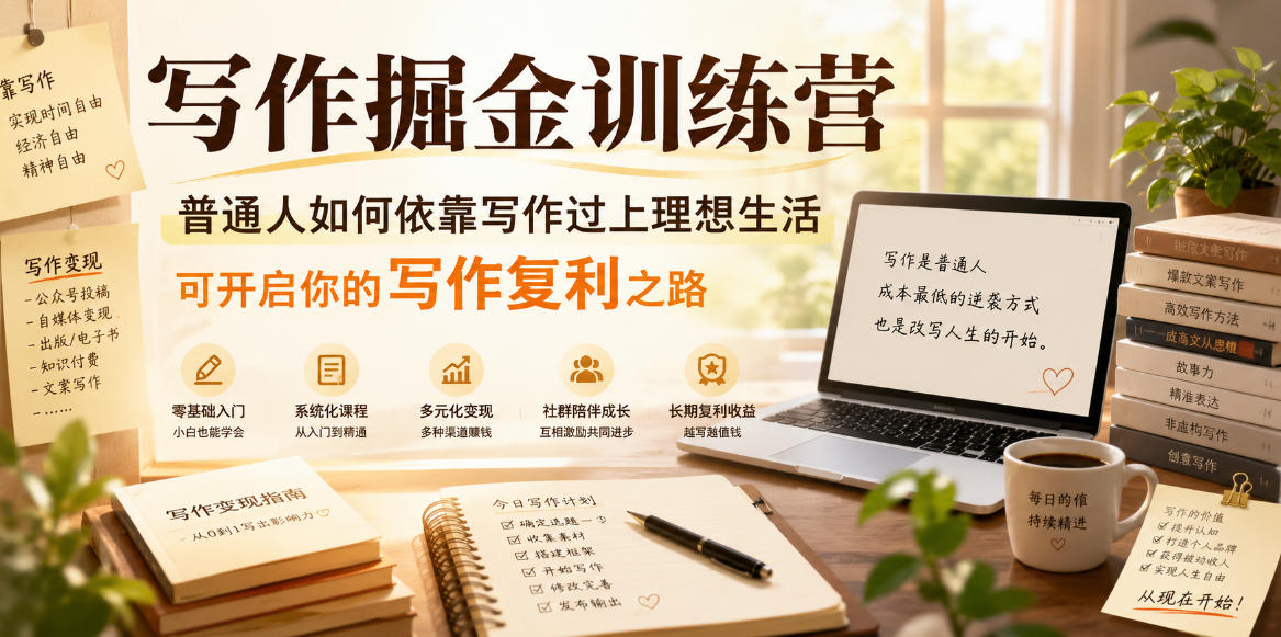 写作掘金训练营，普通人如何依靠写作过上理想生活，可开启你的写作复利之路(更新6月)-云网创
