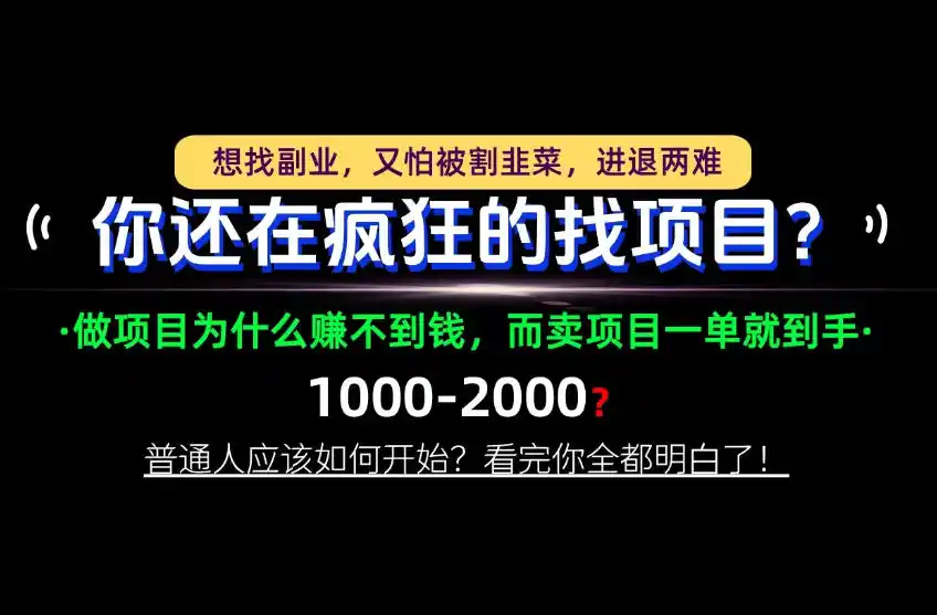 你还在疯狂的找项目？别傻了！卖项目才是真正的一本万利！怎么做，看完你全都明白！【揭秘】-云网创
