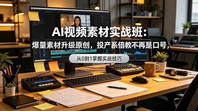 AI视频素材实战班：爆量素材升级原创，投产翻倍不再是口号，0-1系统教学实战落地-云网创
