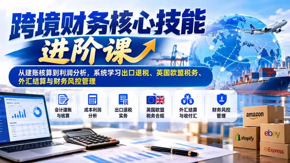 跨境财务核心技能进阶课:从建账核算到利润分析,系统学习出口退税、英国欧盟税务、外汇结算与财务风控管理-云网创
