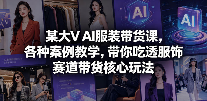 某大V AI服装带货课，各种案例教学，带你吃透服饰赛道带货核心玩法-云网创