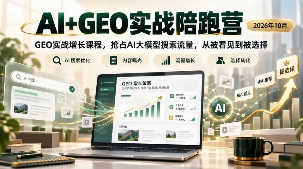 AI+GEO实战陪跑营2026年10月,GEO实战增长课程,抢占AI大模型搜索流量,从被看见到被选择-云网创