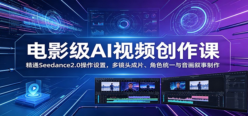电影级AI视频创作课：精通Seedance2.0操作设置，多镜头成片、角色统一与音画叙事制作-云网创