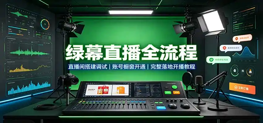 绿幕直播全流程：直播间搭建调试，账号橱窗开通，完整落地开播教程-云网创