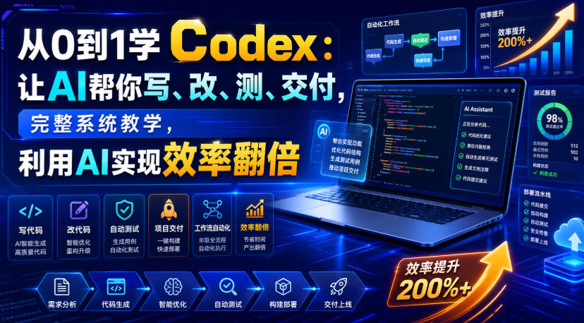 从0到1学Codex：让AI帮你写、改、测、交付，完整系统教学，利用AI实现效率翻倍-云网创