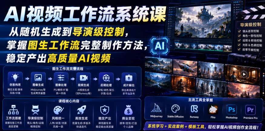 AI视频工作流系统课，从随机生成到导演级控制，掌握图生工作流完整制作方法，稳定产出高质量AI视频-云网创