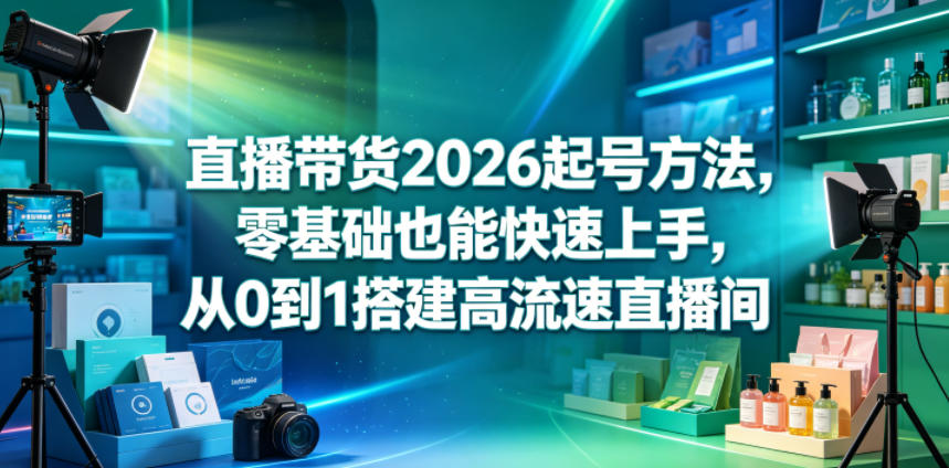 直播带货2026起号方法，零基础也能快速上手，从0到1搭建高流速直播间-云网创