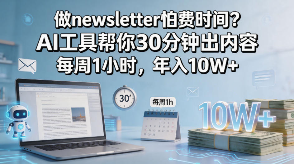 做newsletter怕费时间？AI工具帮你30分钟出内容，每周1小时，年入10W+！【原创双语字幕】-云网创