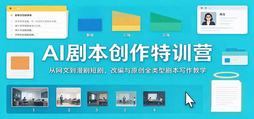 AI剧本创作特训营：从网文到漫剧短剧，改编与原创全类型剧本写作教学-云网创