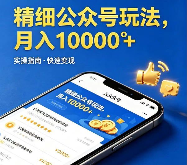 精细化公众号玩法，我们给你提供文章，你来负责发布，收益可观，月入1W+【揭秘】-云网创